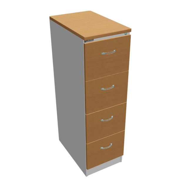 [ON411120] OP four-drawer filing cabinet, 41.6x134.5x64 cm, beech/grey