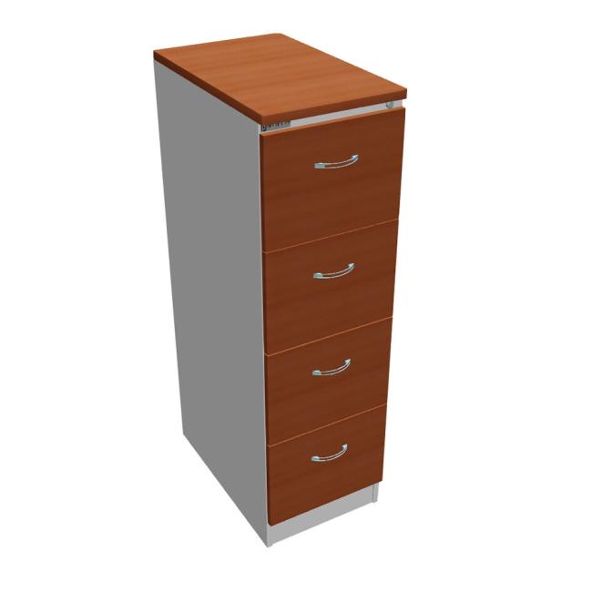 [ON411150] OP four-drawer filing cabinet, 41.6x134.5x64 cm, cherry/grey