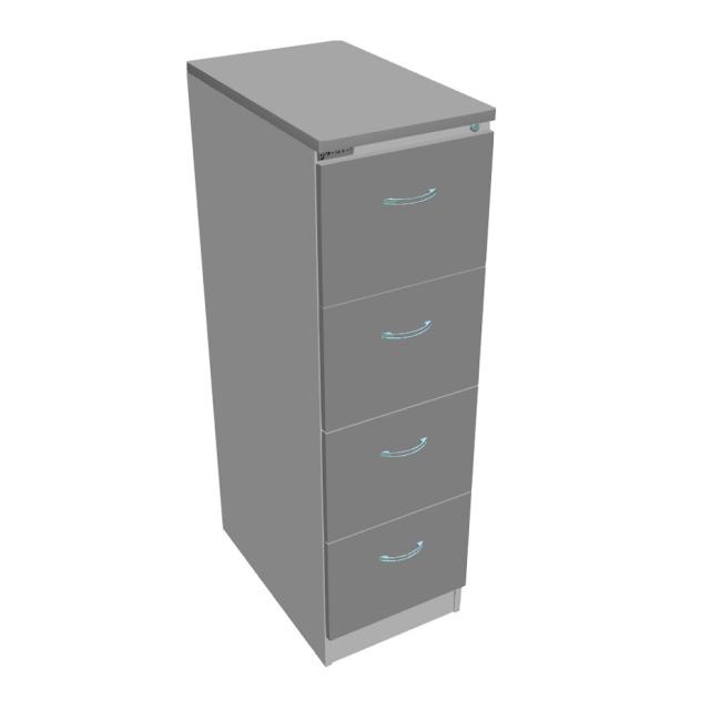 [ON411180] OP four-drawer filing cabinet, 41.6x134.5x64 cm, gray/grey