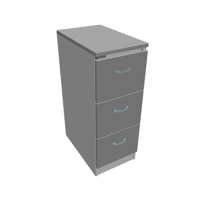 [ON411280] Three-drawer filing cabinet OP, 41.6x104x64 cm, gray/grey