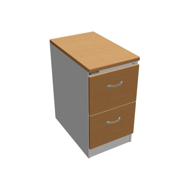 Two-drawer filing cabinet OP, 41.6x73.5x64 cm, beech/grey