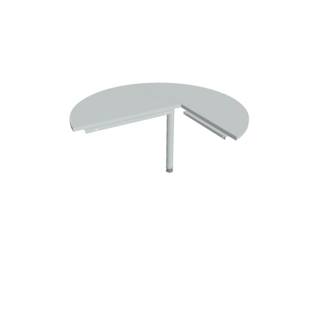 Prídavný stolík Kríž, ľavý, 120x75,5x(80x60) cm, sivá/kov