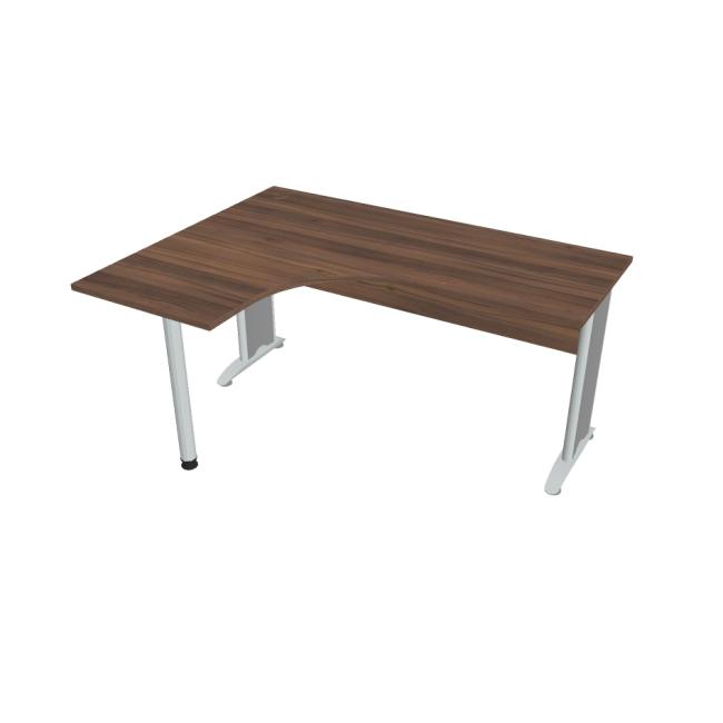 Cross desk, ergo, right, 160x75.5x120 cm, walnut/metal