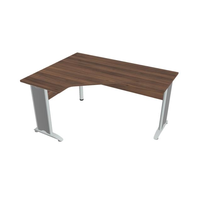 Cross desk, ergo, right, 160x75.5x120 cm, walnut/metal