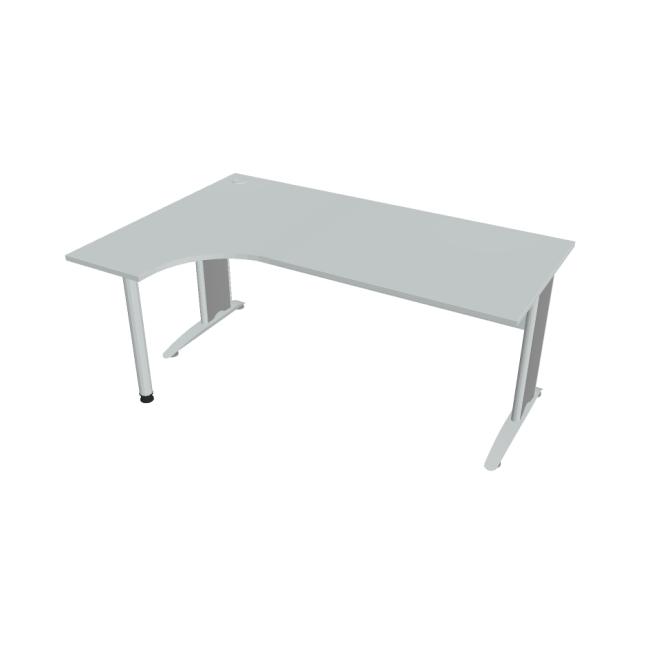 Cross work desk, ergo, right, 180x75.5x120 cm, grey/metal