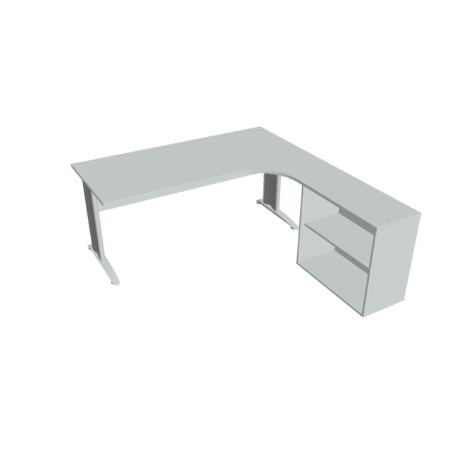 Cross work desk, ergo, left, 180x75.5x200 cm, grey/metal