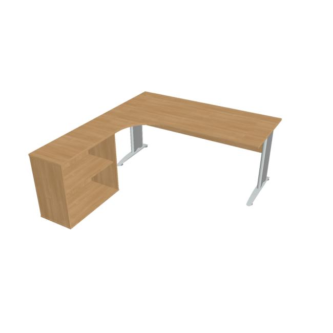 Cross desk, ergo, right, 180x75.5x200 cm, oak/metal