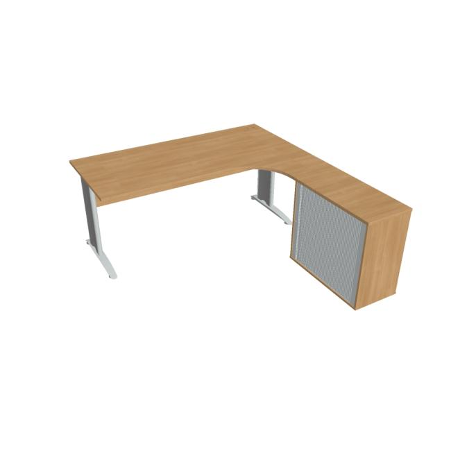 Cross work desk, ergo, left, 180x75.5x200 cm, oak/metal
