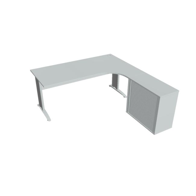 Cross work desk, ergo, left, 180x75.5x200 cm, grey/metal