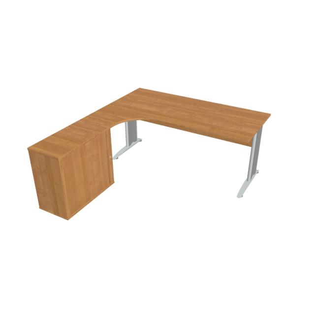 Cross desk, ergo, right, 180x75.5x200 cm, alder/metal