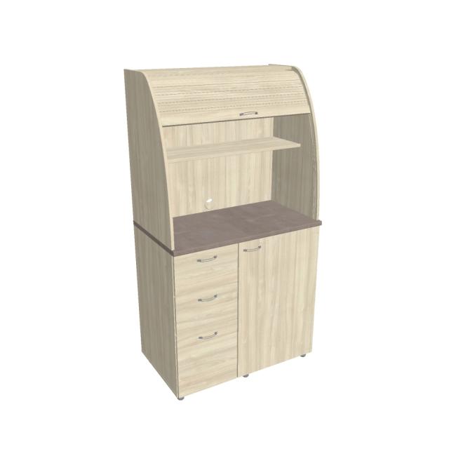 Kitchen with refrigerator left, 100x189.1x60 cm, agate/agate