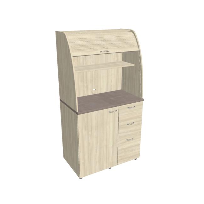 Kitchen with refrigerator right, 100x189.1x60 cm, agate/agate