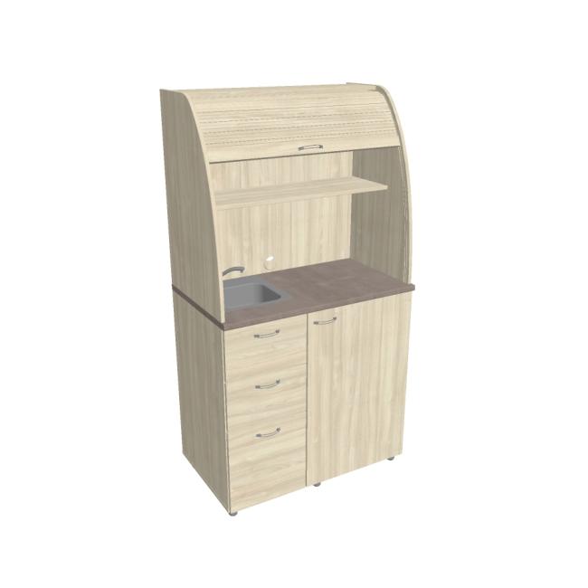 [ON450711] Kitchen with sink, faucet and refrigerator left, 100x189.1x60 cm, agate/agate