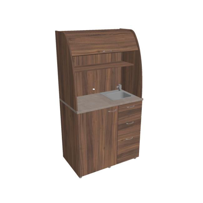 [ON450877] Kuchynka s drezom, batériou a chladničkou pravá, 100x189,1x60 cm, orech/orech