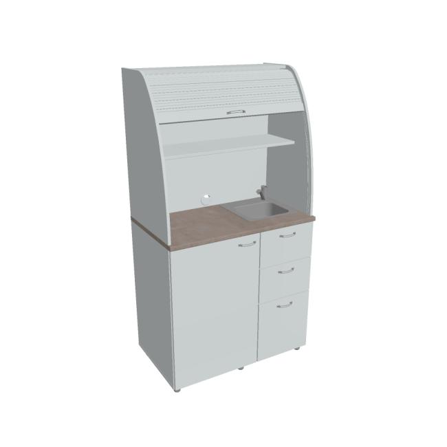 Kuchynská linka s drezom, batériou a chladničkou vpravo, 100x189,1x60 cm, šedá/šedá