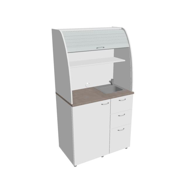 [ON450899] Kuchyňa s drezom, batériou a chladničkou vpravo, 100x189,1x60 cm, biela/biela