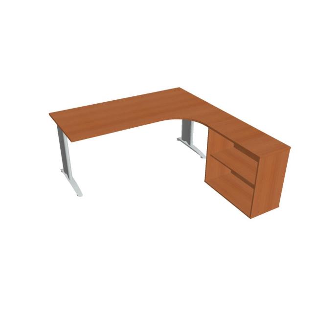 Work desk Flex, ergo, left, 180x75.5x200.0 (80x40) cm, cherry/metal