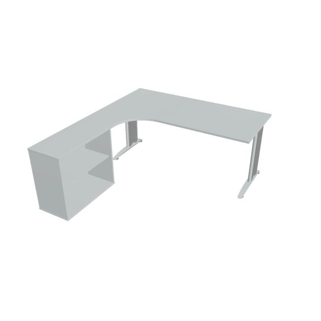 Work desk Flex, ergo, right, 180x75.5x200.0 (40x80) cm, gray/metal