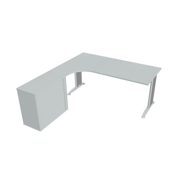 Work desk Flex, ergo, right, 180x75.5x200.0 (40x80) cm, gray/metal