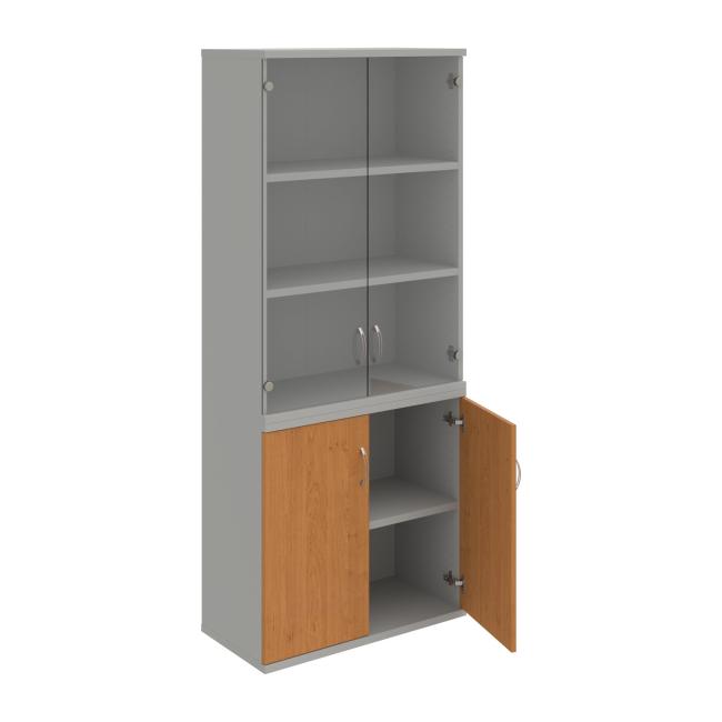 Pevná policová skrinka, 80x192x40 cm, jelša/sivá