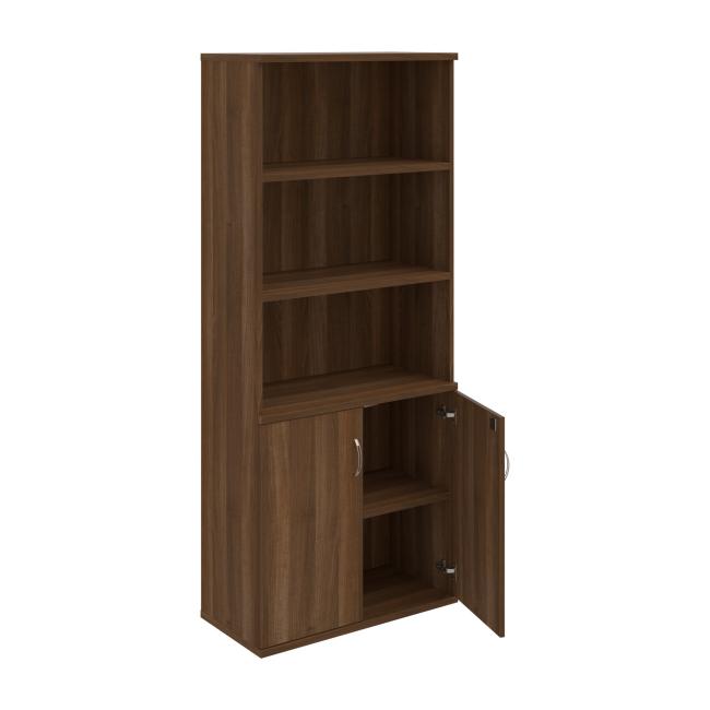 Strong shelf cabinet, lock, 80x192x40 cm, walnut/walnut