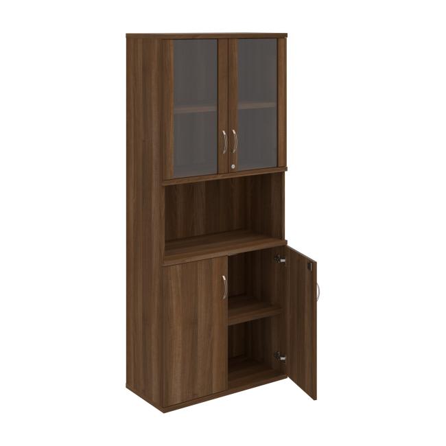 Strong shelf cabinet, lock, 80x192x40 cm, walnut/walnut