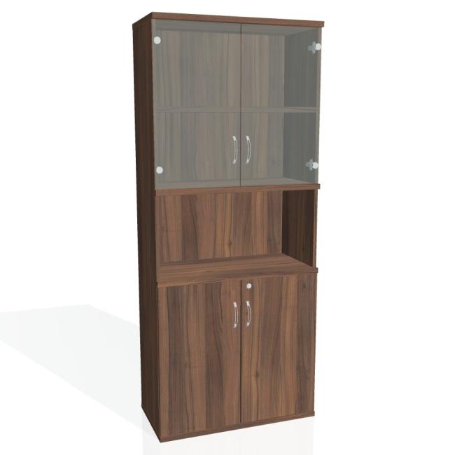 Strong shelf cabinet, lock, 80x192x40 cm, walnut/walnut