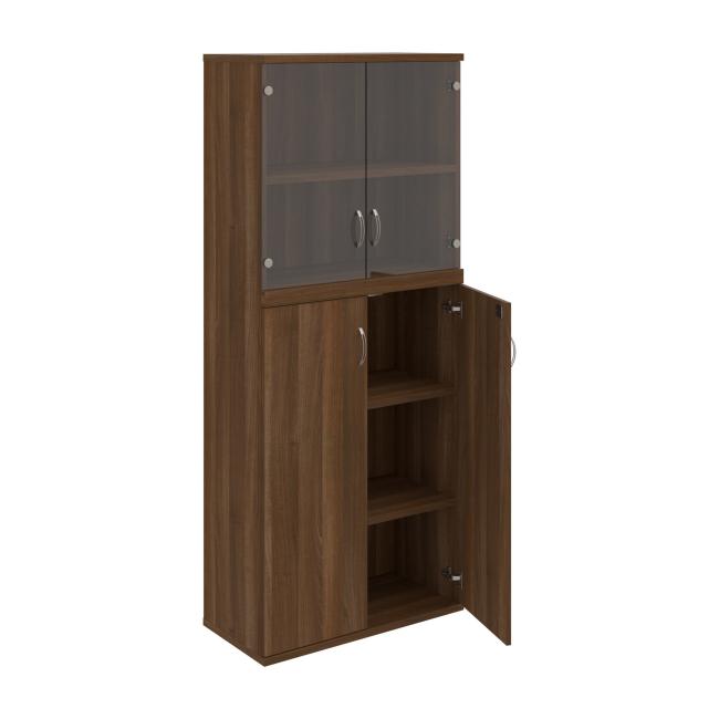 Strong shelf cabinet, lock, 80x192x40 cm, walnut/walnut