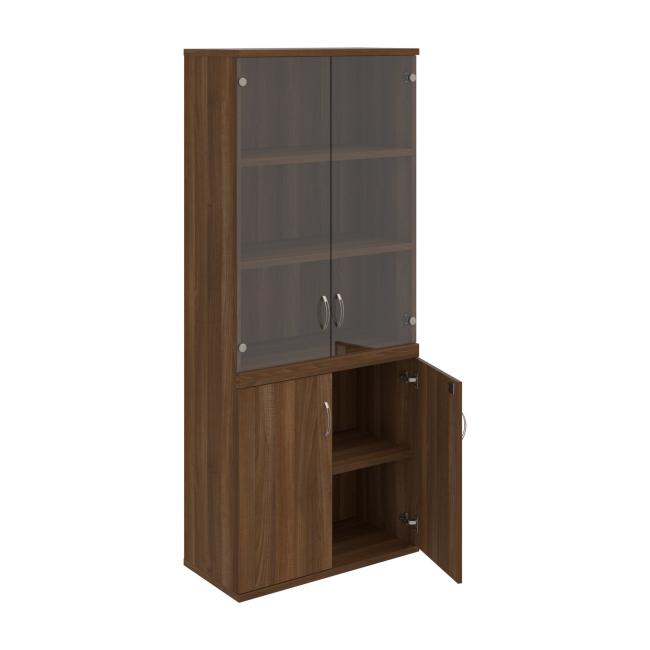 Strong shelf cabinet, lock, 80x192x40 cm, walnut/walnut