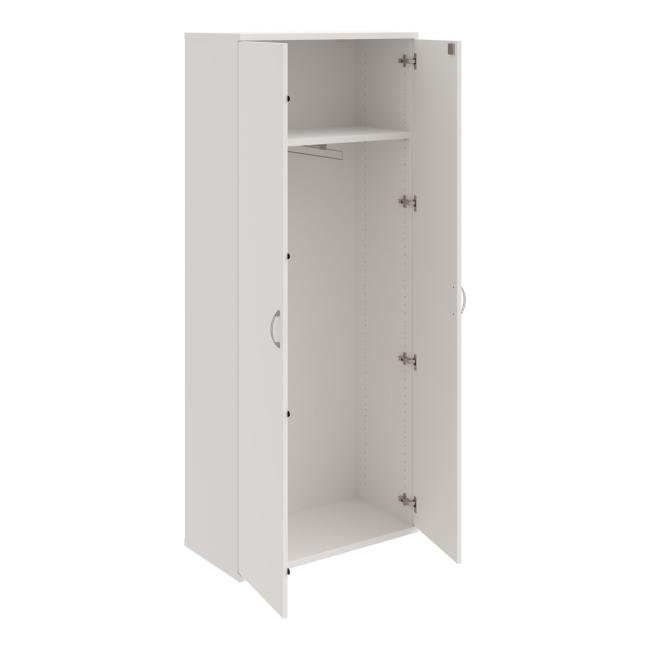 Strong wardrobe, lock, 80x192x40 cm, white/white