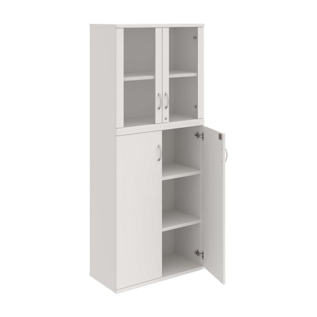Strong shelf cabinet, lock, 80x192x40 cm, white/white