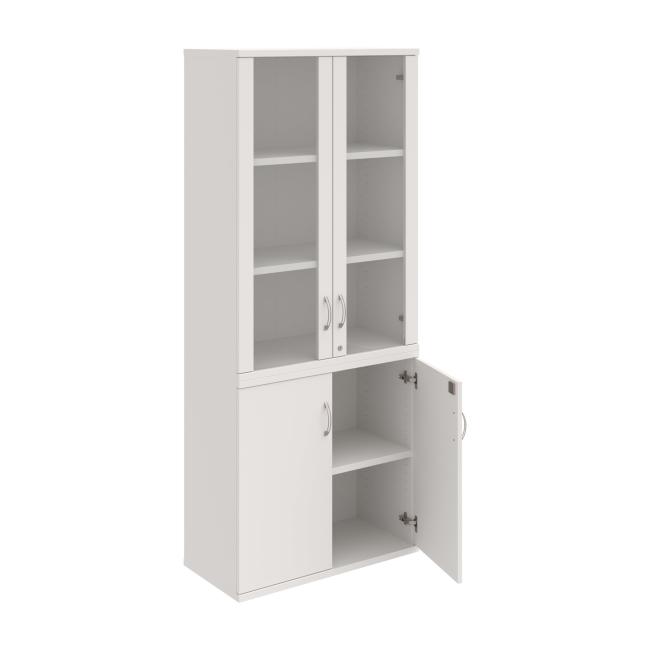 Strong shelf cabinet, lock, 80x192x40 cm, white/white