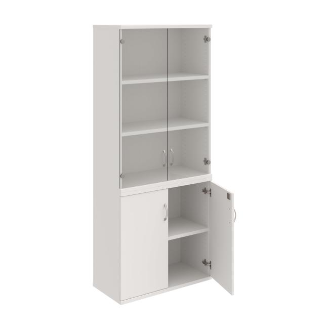 Strong shelf cabinet, lock, 80x192x40 cm, white/white