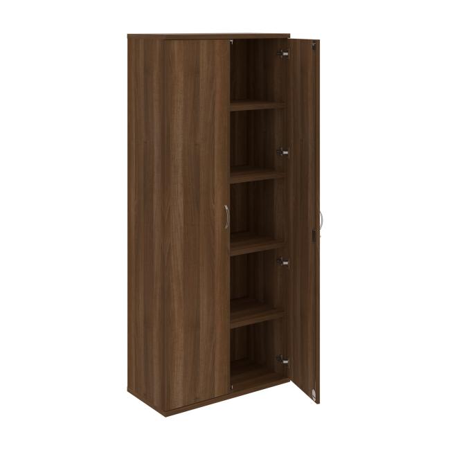 Strong shelf cabinet, lock, 80x192x40 cm, walnut/walnut