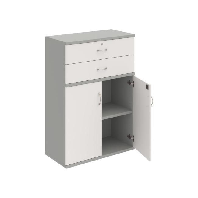 [ON822298] Strong shelf cabinet, lock, 80x115.2x40 cm, white/grey