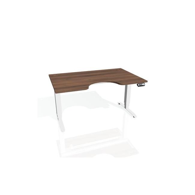 Motion Ergo desk, PO, 3S, 140x61-128x90 cm, walnut/white