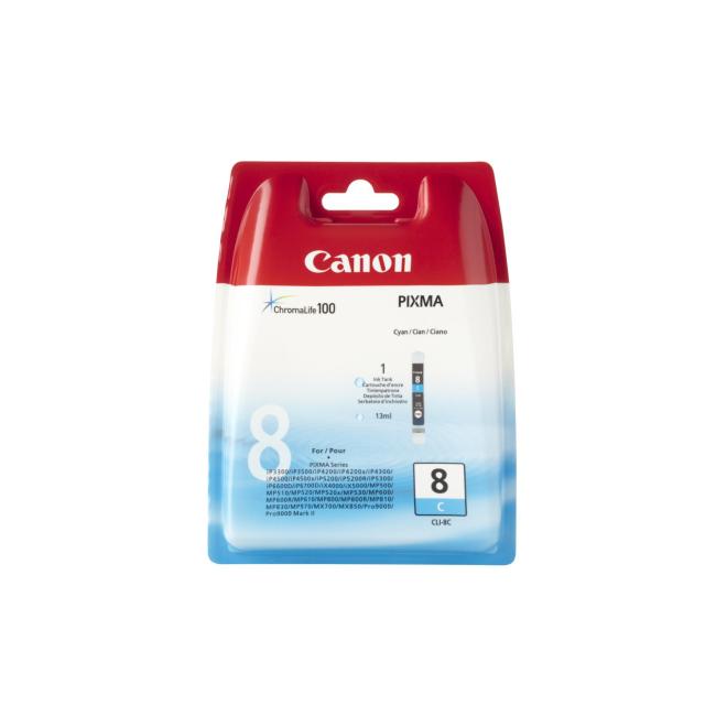 [CA000823] Atramentová kazeta Canon CLI-8C pre Pixma iP4200/5300/ MP500/530/600/610/800 azúrová (400 strán)