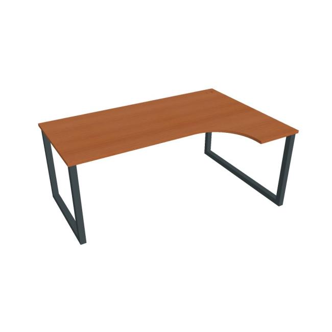 UNI O desk, ergo, left, 180x75.5x120 cm, cherry/black