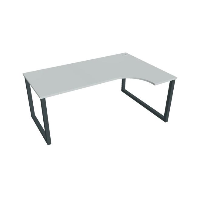 Work desk UNI O, ergo, left, 180x75.5x120 cm, grey/black