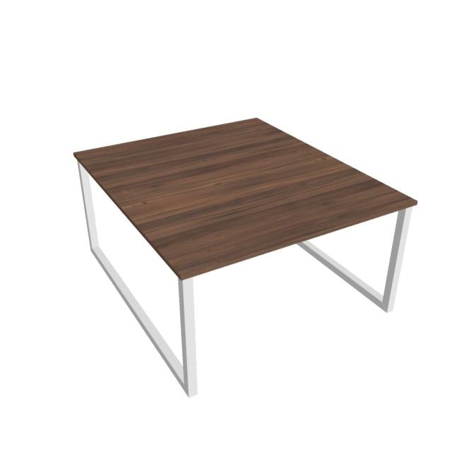 Work table UNI O, 140x75.5x160 cm, walnut/white