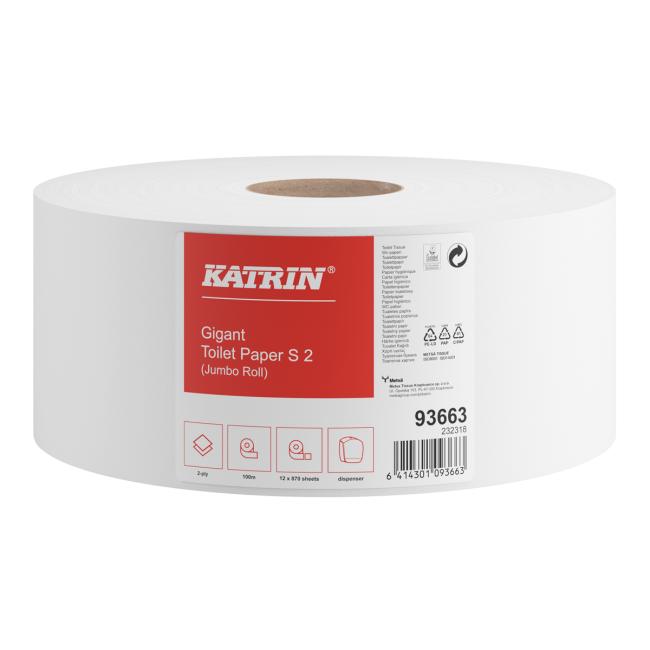 [HY002411] Toaletný papier 2-vrstvový KATRIN Plus Gigant WC S2 18 cm, celulóza, rolka 100 m