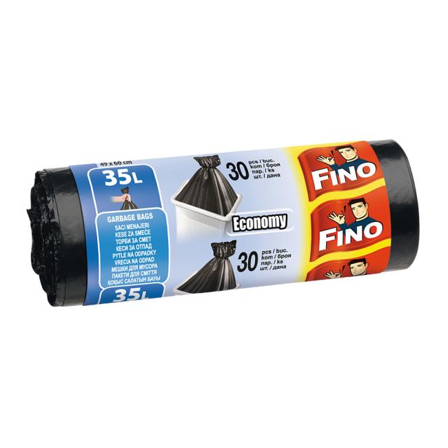 [HY022279] Vaky na zaväzovanie FINO Economy 35 ℓ, 8 mic., 49 x 60 cm, čierne (30 ks)