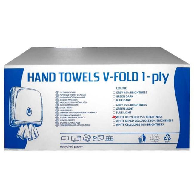 [HY032101] Paper towels folded ZZ 1-layer white V-Fold (20 pack.)