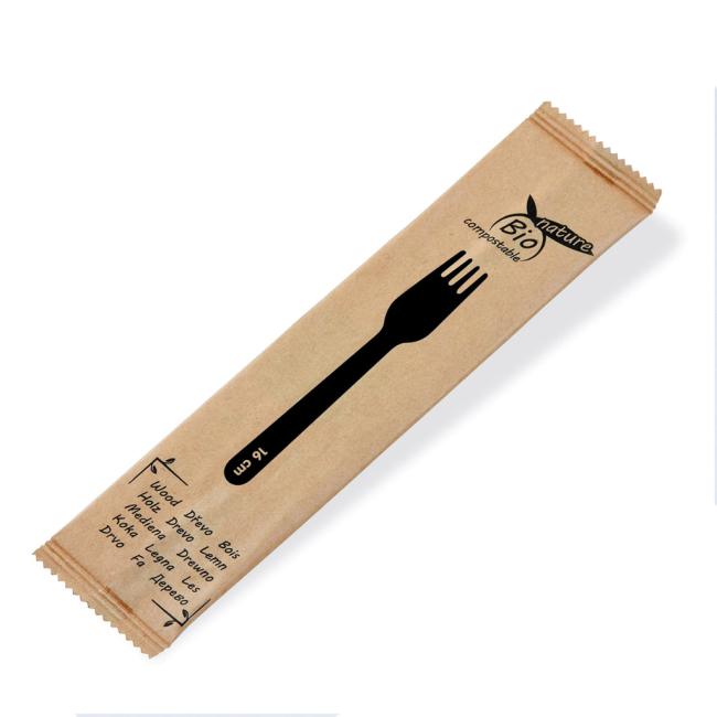 [HY040027] Wooden forks 16 cm individually packed (100 pcs.)