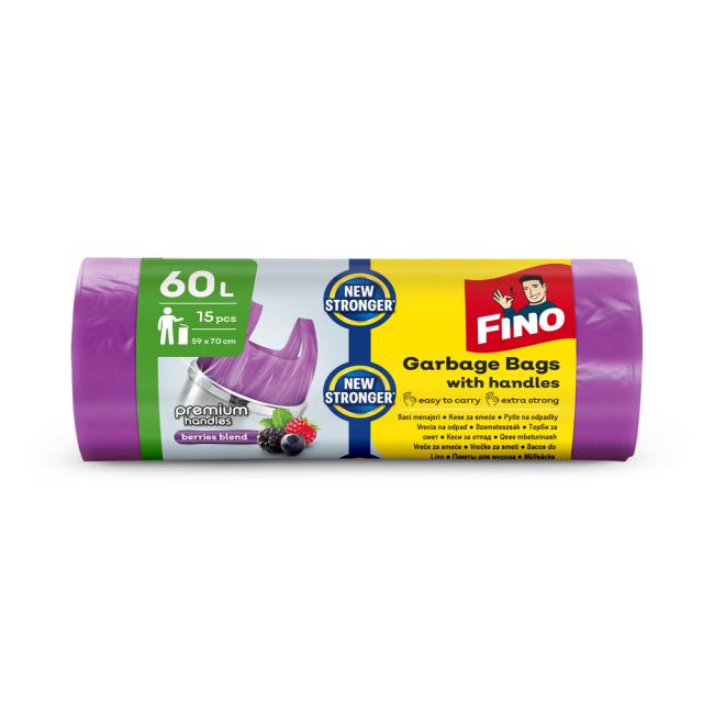 Tie bags with ears FINO Premium aromatic 60 ℓ, 14 mic., 59 x 72 cm, purple (15 pcs.)