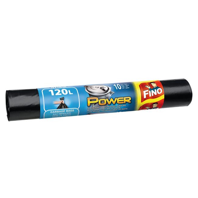 Tašky na viazanie FINO Power 120 ℓ, 40 mic., 70 x 110 cm, čierne (10 ks)