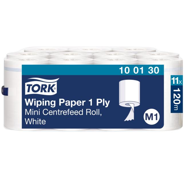 Papierové utierky v rolkách TORK Advanced Centerfeed mini biela M1, rolka 120 m (11 ks)