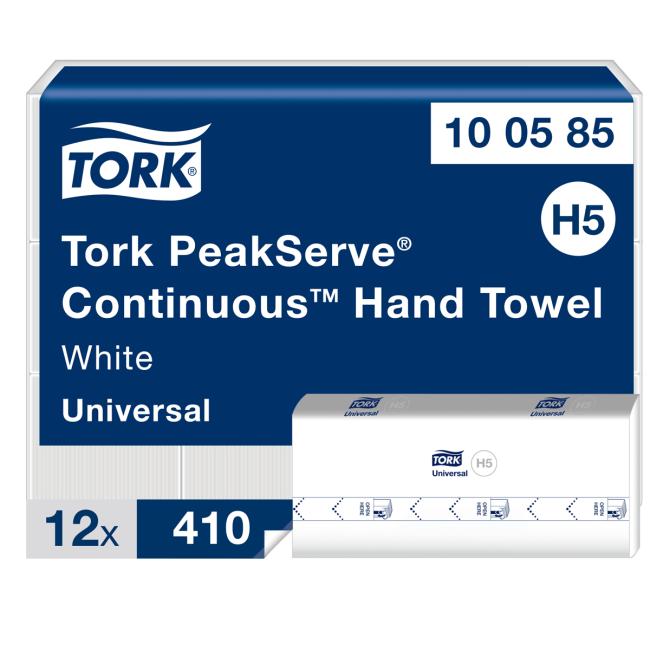[HY100585] Papierové utierky skladané 1-vrstvové. TORK PeakServe spojovací H5 (balenie 12 kusov)