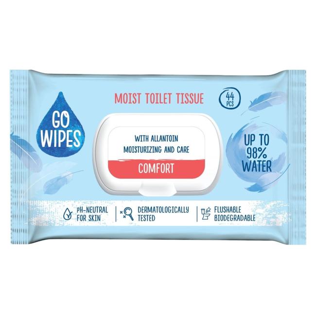 [HY100612] Moistened toilet paper Comfort, with allantoin with a calming effect 44 pcs