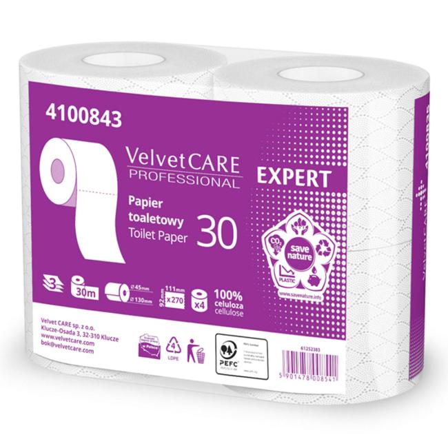 [HY100843] Toaletný papier 3-vrstvový VELVET CARE Expert 100% celulóza 30m (4 ks)